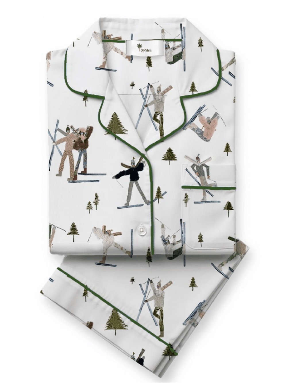 NWT KPalm Winter Haus TINY Skier Print Cotton Pajama Set XS Limited Edition
